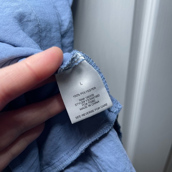 Lucky Brand Women’s Flutter Cap Sleeve Button Front Blue Midi Dress Size Large - Picture 8 of 13